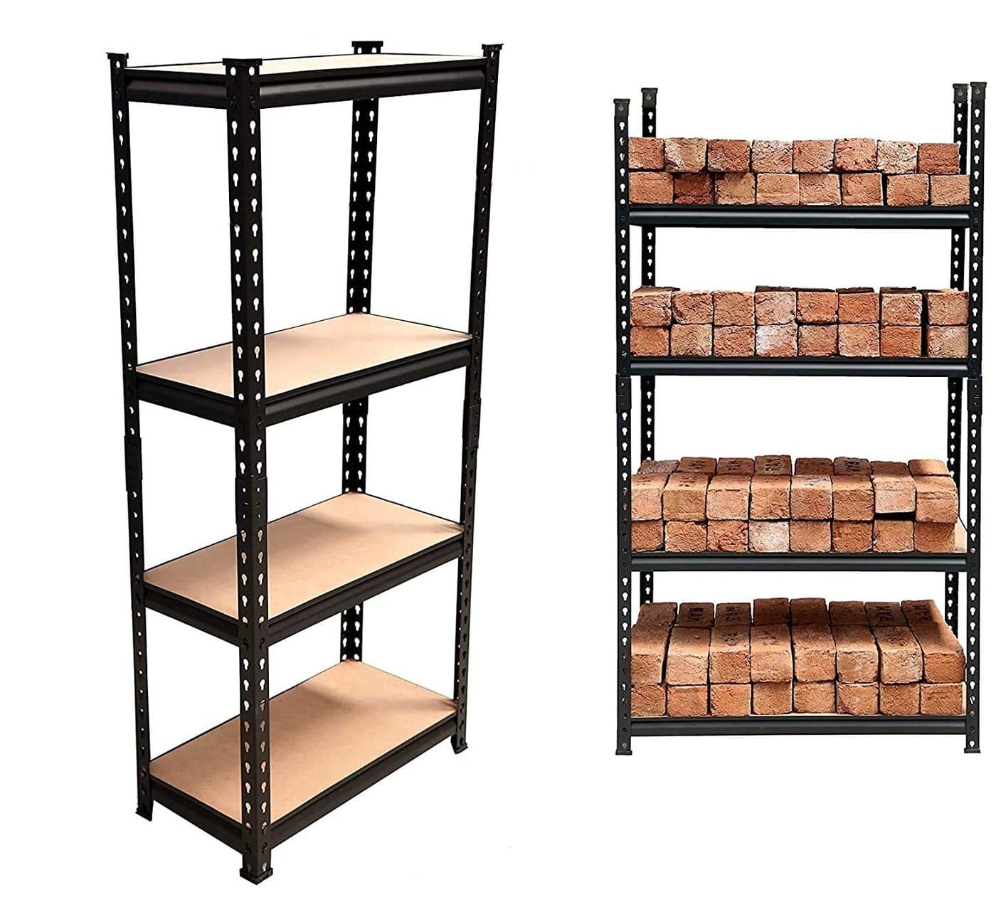 Ash Roh MDF Wood Adjustable 4Shelf Unit Display Storage Rack Black 54 H x 24 L x 12 D