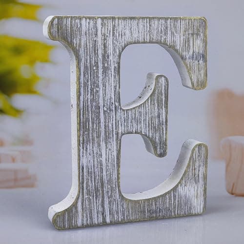 WOODOUNAI 8 Inch Wood Letters Unfinished Rustic Wood Letters for Wall Decor Decorative Standing Letters Slices Sign Board Decoration for Craft Home Party Projects E