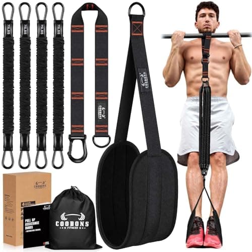 Pull Up Assistance Bands, 300lbs Heavy Duty Resistance System with Adjustable Length & Fabric Foot Rest, Power Assisted Band for Chin-Ups, Strength Training & Home Gym Workout