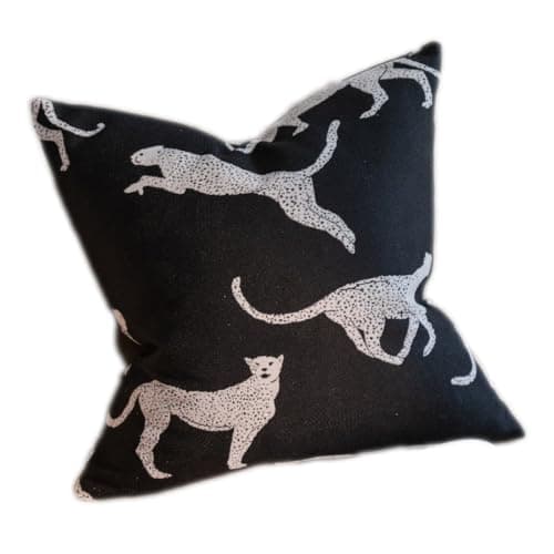 Croker Horse 20x20'' inches Throw Pillow Cushion Covers - Black Embroidery Leopard Cheetah Luxury Modern Style Couch Sofa Pillow Cover for Living Room Bedroom