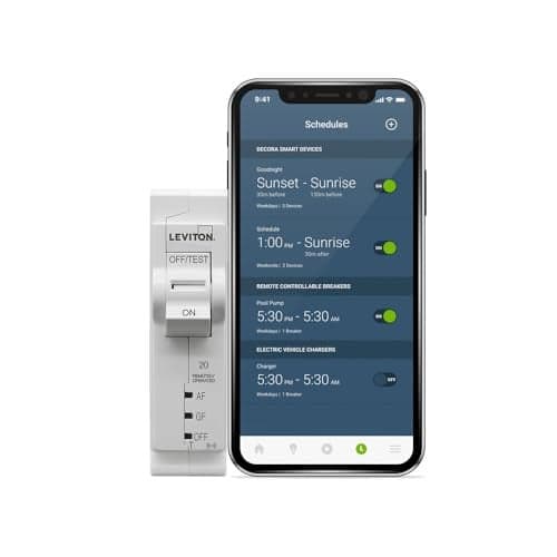 Leviton LB120-DST 2nd Gen Smart Circuit Breaker with Remote Control, Dual Function AFCI/GFCI, 1-Pole 20 Amp, 120-Volt, 10kA Interrupt Rating
