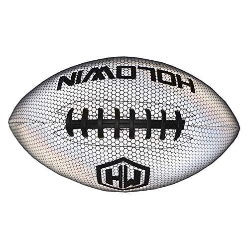 HW HOLOWIN Holographic Luminous Light Up Reflective Football for Night Games & Training, Glowing in The Dark, Great American Football (White, Official (Size 9))