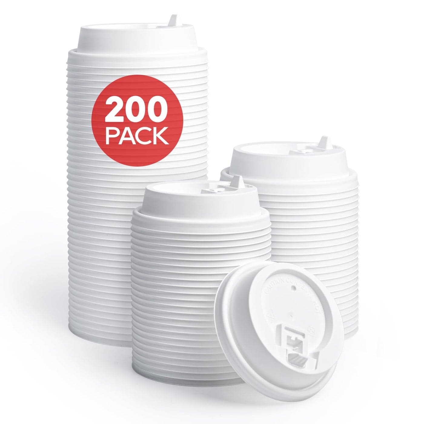 LITOPAK 200 Count Coffee Cup Lids 354 Disposable Plastic Lids for 10oz 12oz 16oz and 20oz Paper Cups White