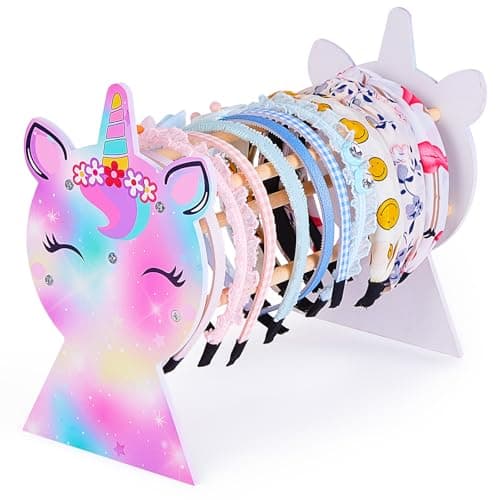 Basumee Girls Headband Holder Organizer Hair Hoop Headband Display Stand Unicorn Hairband Stand Organizer Headband Storage Home Room Decors for Girls Purple Green Yellow