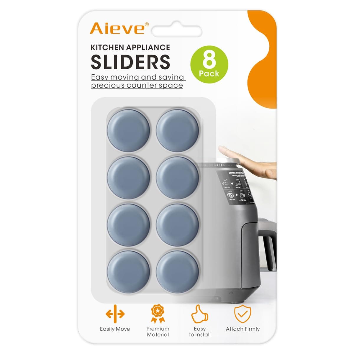 Aieve Appliance Sliders, 8 Pcs Small Appliance Slider for Countertop, Self Adhesive Kitchen Rollers Caster Wheels for Stand Mixers, Coffee Makers, Blenders, Air Fryers