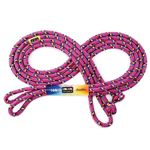 Just Jump It 16' Foot Single Jump Rope - Active Outdoor Youth Fitness - Double Dutch Length - Red Confetti