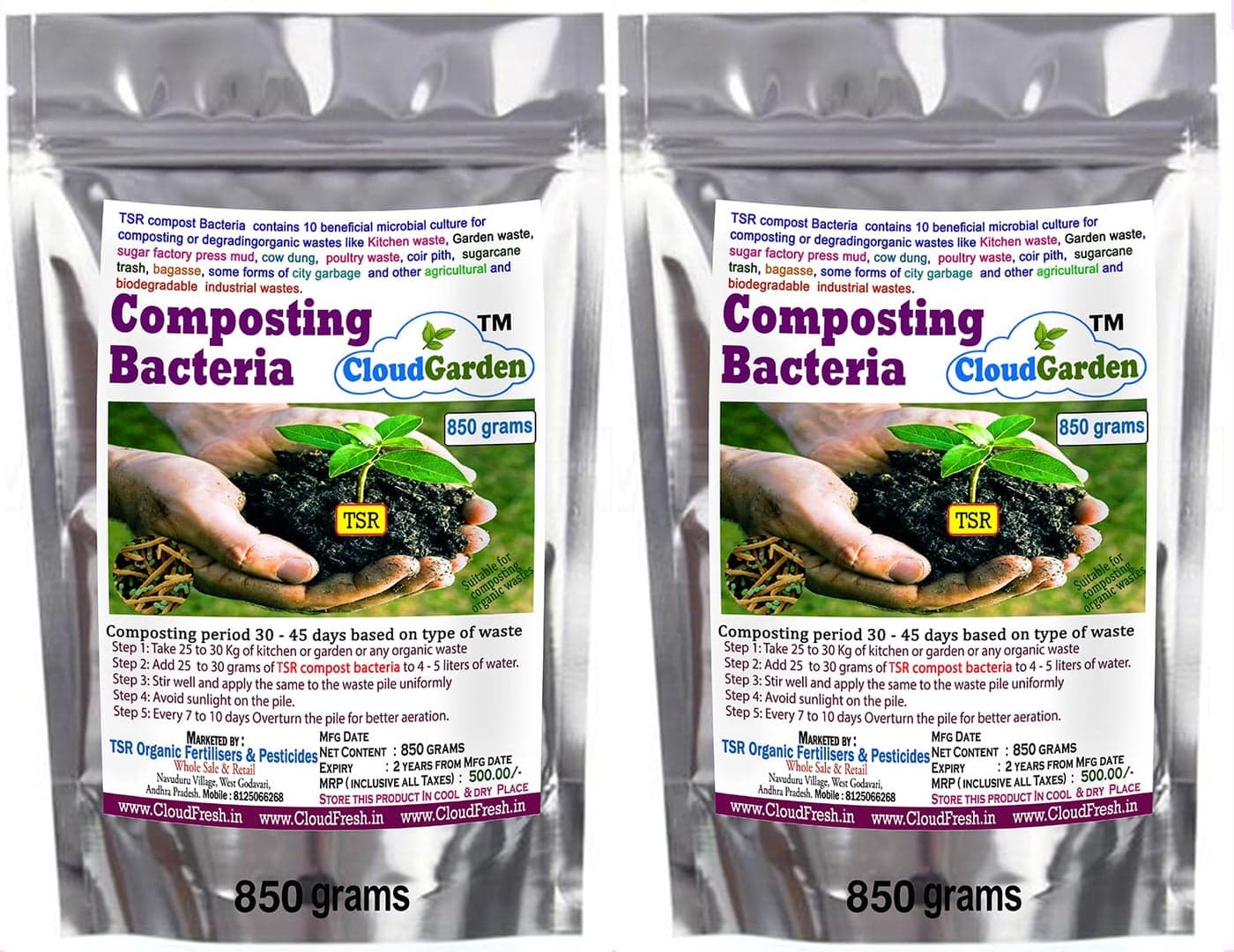 TSR Garden Store Composting Bacteria 17 Kg 850 850 Gms Contains Both Fungi And Bacteria Convert All Kitchen Waste Hotel And Farm Waste To High Nutritional Compost Manure Powder For Garden Plant