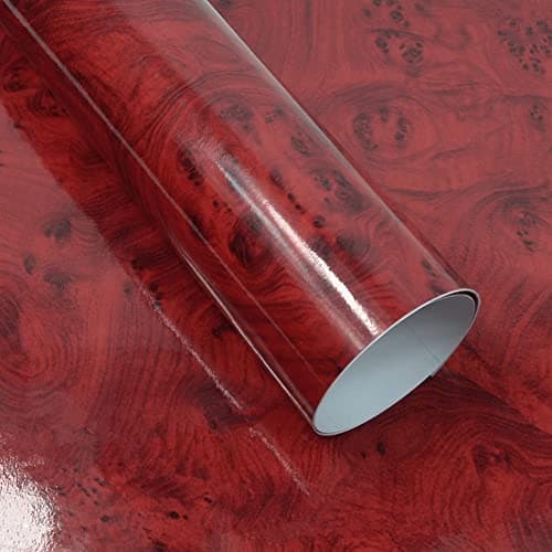 Moyishi Wood Grain Vinyl Sticker Decal Roll Car Interior Home Office Furniture DIY Film Wrap 30cmx100cm (Red)