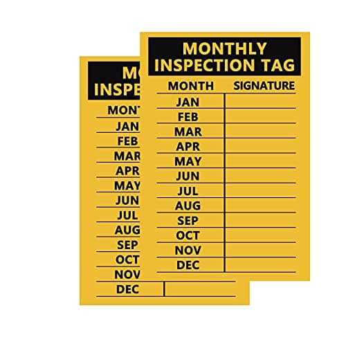 Top label Monthly Inspection Tag,5x3 Inch Check Record Vinyl Sticker Label,200 Pcs Per Pack