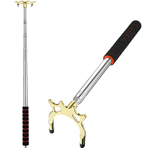 Skylety Pool Cue Snooker Stick Pool Table Accessories Retractable Billiards Cue Rest with Removable Brass Bridge Head(High Bridge Head,Stainless Steel)