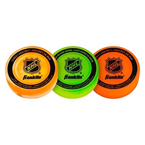 Franklin Sports NHL Street Hockey Pucks - No Bounce Indoor + Outdoor Street + Roller Hockey Puck - Official Size for Games - 3 Pack