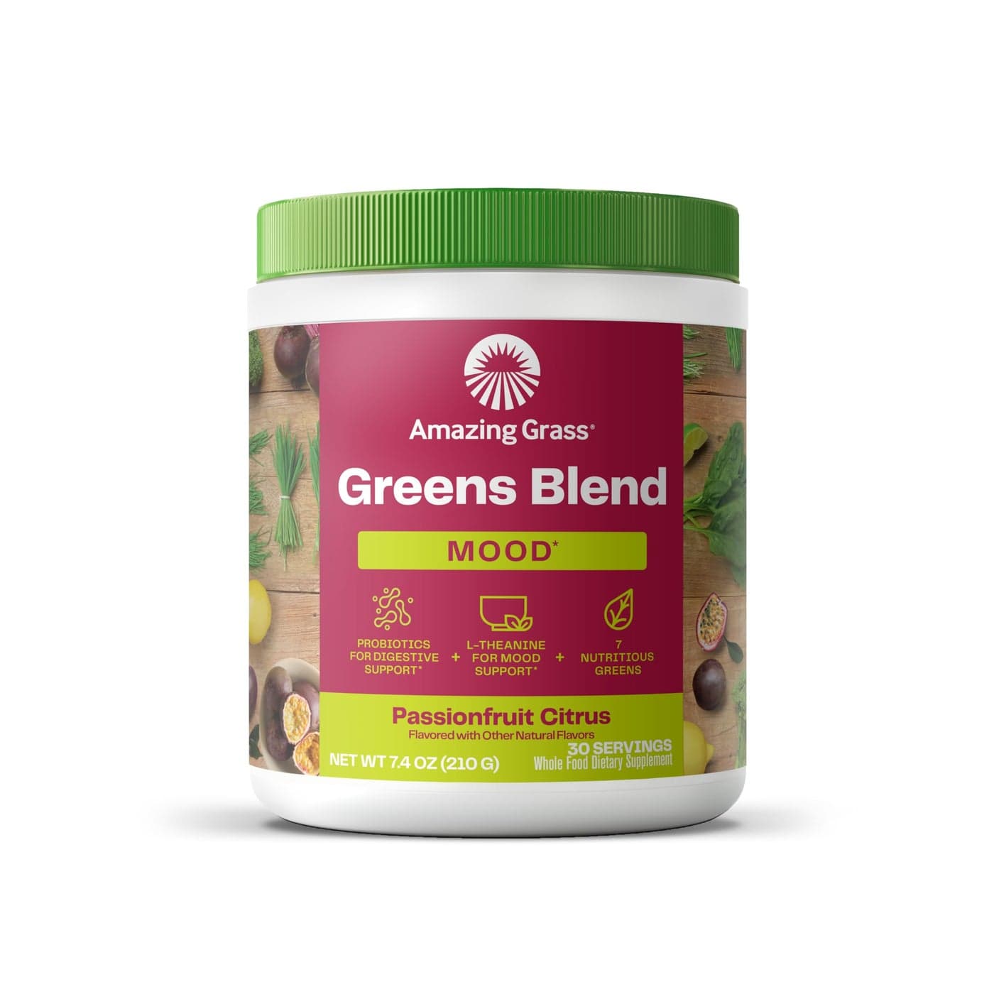 Amazing Grass Greens Blend Mood Super Greens Powder Smoothie Mix for Mood Relaxation Stress Support with Organic Spirulina Chlorella Beet Root Powder Digestive Enzymes Probiotics 30 Servings