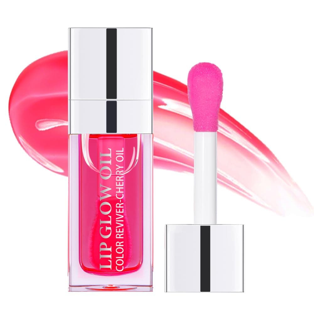 Fovcos Hydrating Lip Oil Moisturizing Plumping Lip Gloss Balm With Cherry Tint