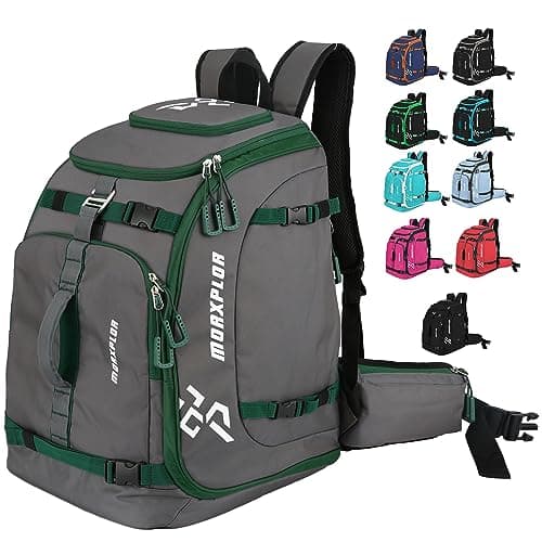 MORXPLOR Ski Boot Bag Backpack, 60L padded Ski Gear Bag & Snowboard Boot Bag,Large Capacity Waterproof Ski Travel Bag & Ski Boot Travel Backpack for Helmet,Goggles,Gloves,Skis,Snowboard Gear