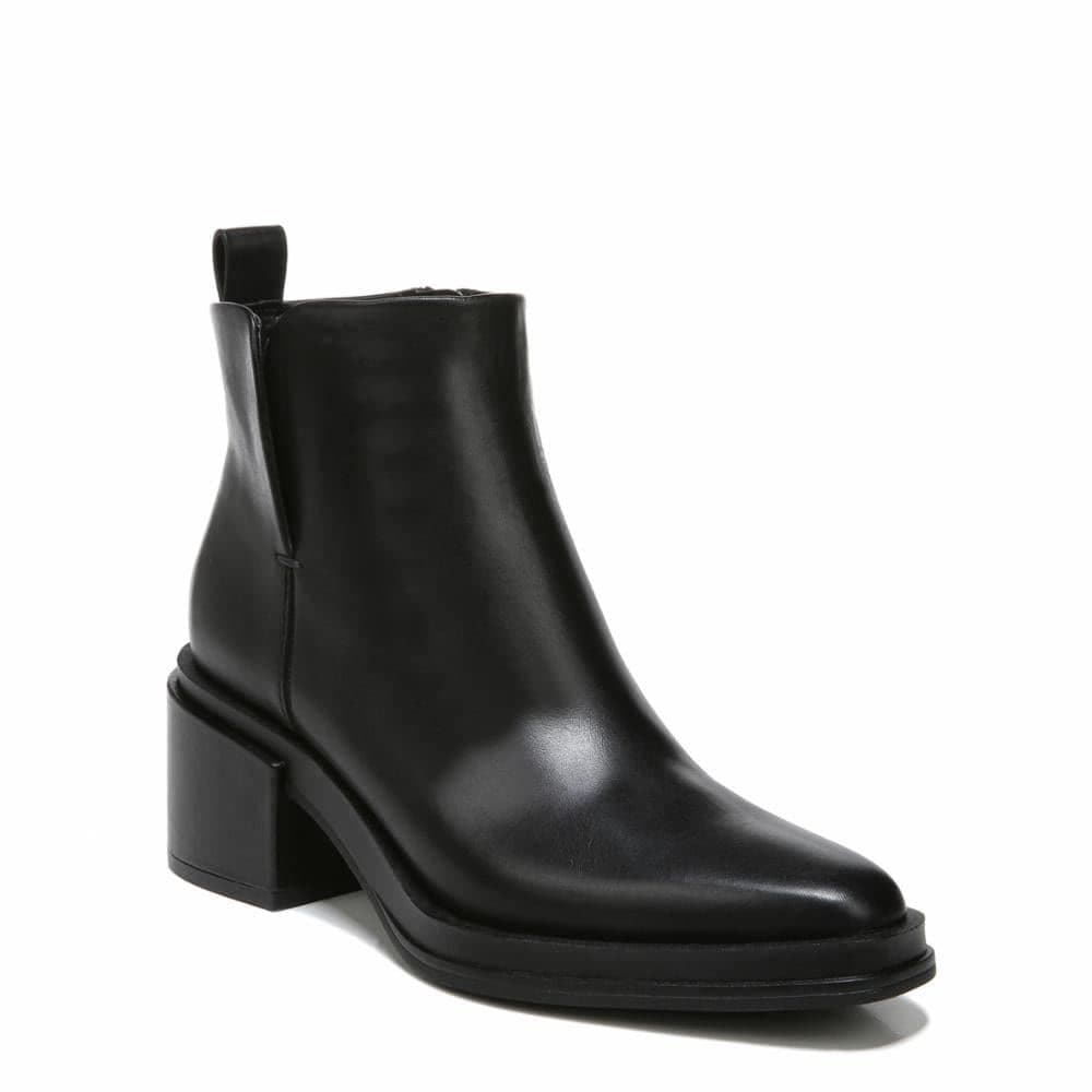 Franco Sarto Womens Dalden Block Heel Ankle Bootie Black Leather 8 M