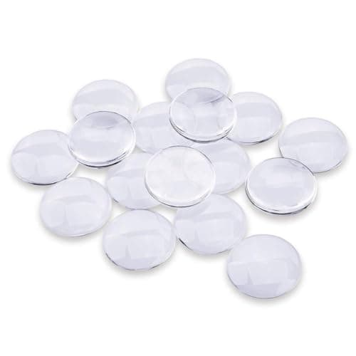 EFIVS ARTS 20PCS Transparent Glass Cabochons, Clear Glass Dome Tile Cabochon Half Round Flat Clear 1.57 Inch Non-calibrated Round for Photo Pendant Making DIY Decor Souvenir Gift