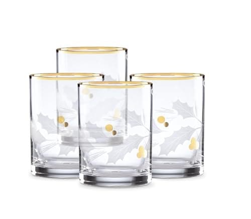 Lenox 886861 Holiday Gold 4Piece Double Old Fashioned Set Christmas Theme