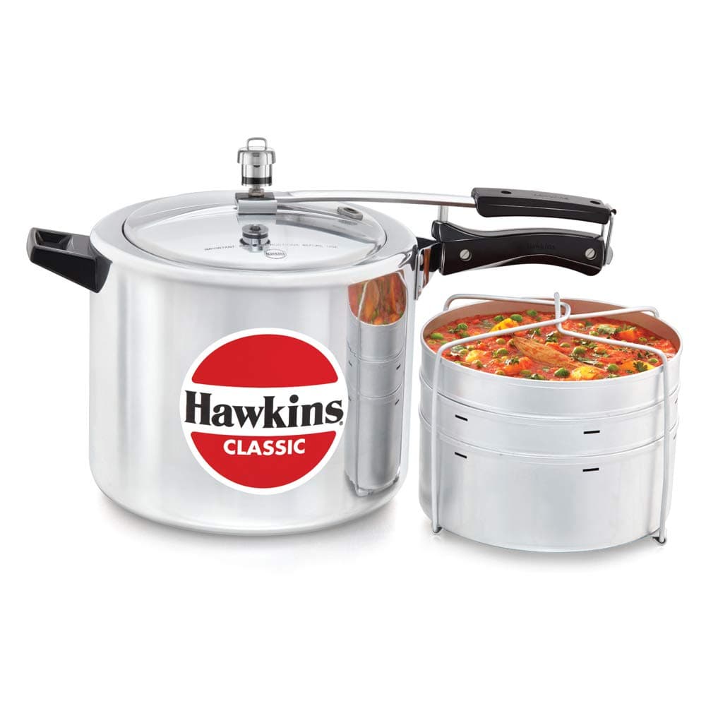 Hawkins 10 Litre Classic Pressure Cooker With Pots Inner Lid Cooker With Separator Set Big Pressure Cooker Silver Cl11