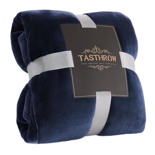 TASTHROW Large Flannel Fleece Throw Blanket, 50×70 Inch - Cozy Lightweight Thick Blanket - All Seasons Suitable for Women, Men and Kids (Navy)