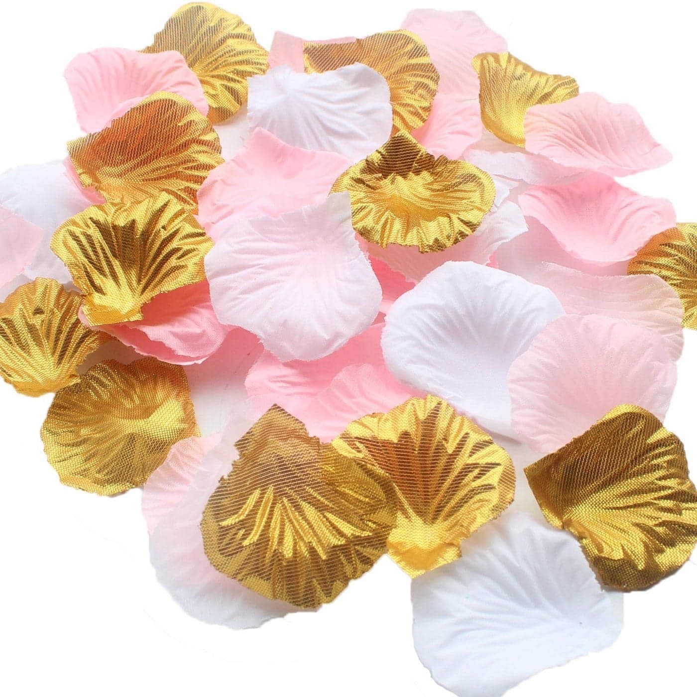 ALLHEARTDESIRES 1200PCS Mixed Pink Gold White Wedding Flower Centerpieces Artificial Flower Table Confetti Scatters Flower Girl Basket Filler Aisle Decor Favor