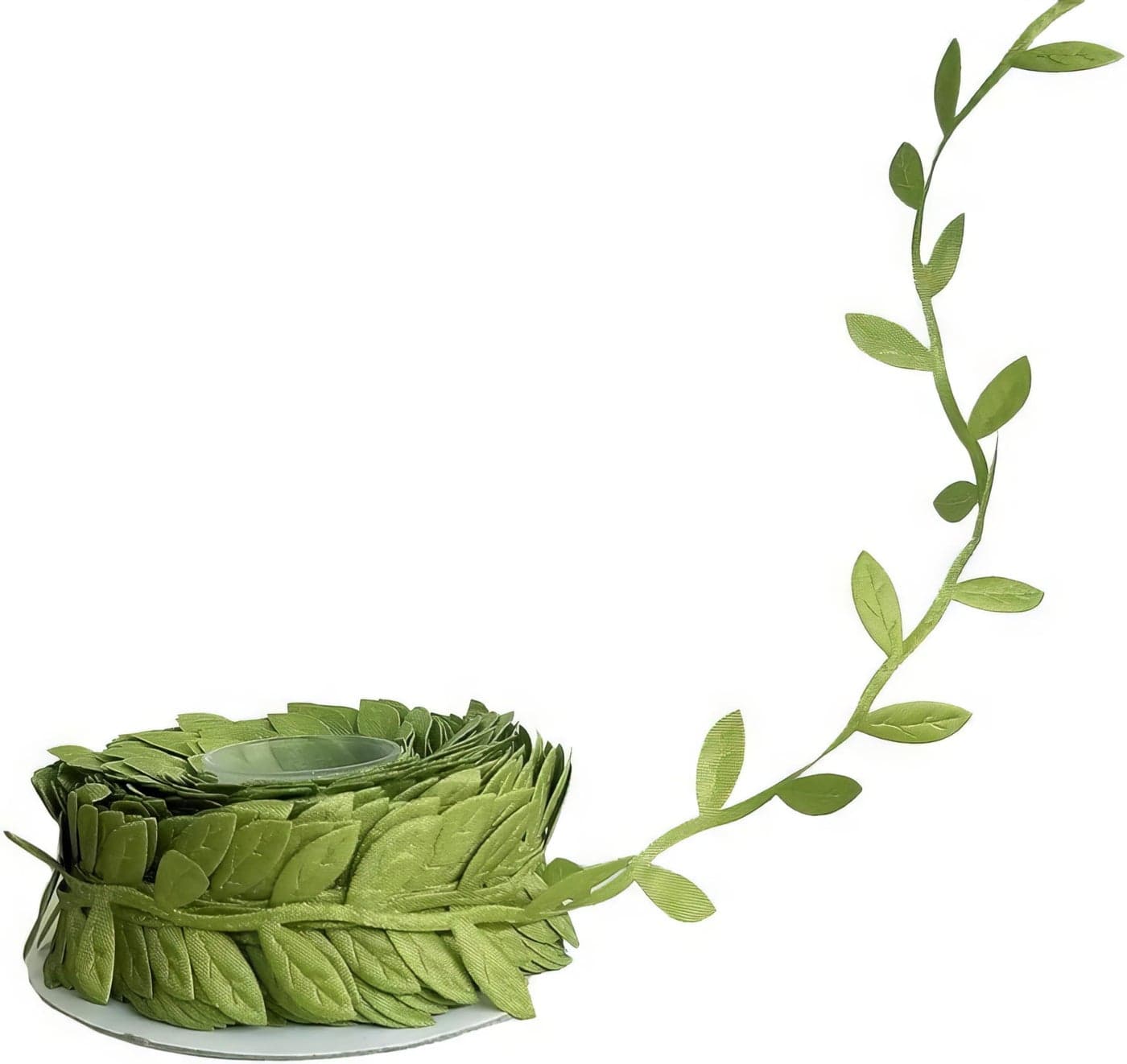 Leaf Ribbon 20 Yard Fabric Ribbons Roll Green Leaf Tape 1 Width Artificial Olive Trim Tape for Gift Wrapping Craft DIY