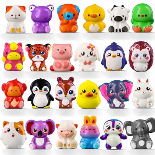 24PCS Squishies Party Favors for Kids Animal Soft Stress Relief Fidget Toys Bulk Birthday Goodie Bags Stuffers Classroom Prizes for Kids Boys Girls