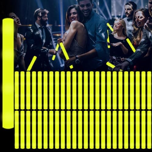YOFOBU 48Pack LED Glow Foam Sticks BulkLight Up Glow Sticks with 3 Flashing ModesYellow Glow Wands Party PackGlow In The Dark Party Supplies for HalloweenThanksGiving DayChristmasBirthday