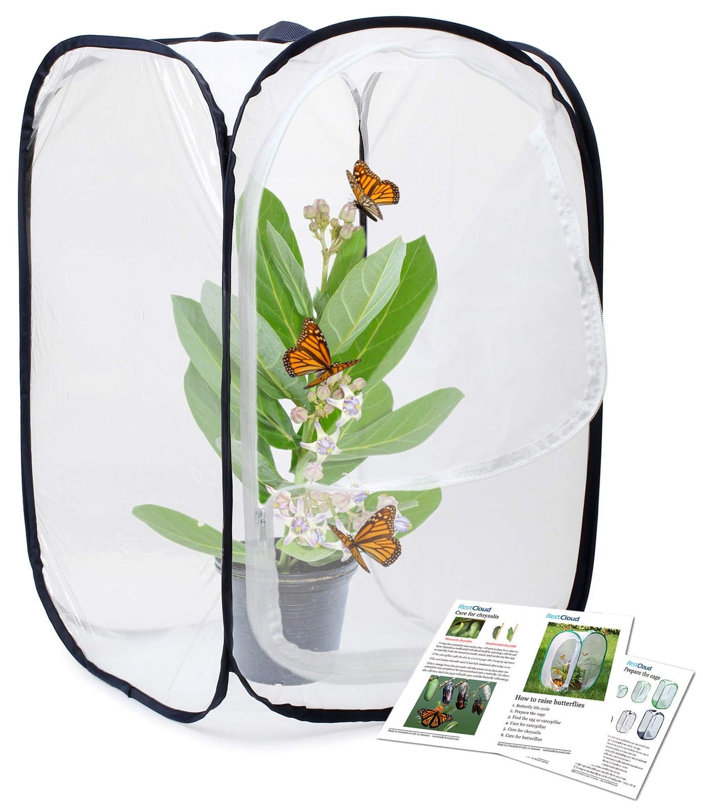 RESTCLOUD Insect and Butterfly Habitat Cage Terrarium Pop-up 23.6 Inches Tall