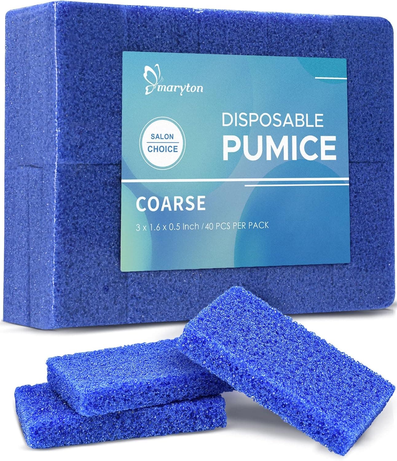 Maryton Disposable Foot Scrubber Pumice Pads Pedicure Pumice Stone Dead Skin Callus Remover for Feet 40Pcs Dark Blue Coarse
