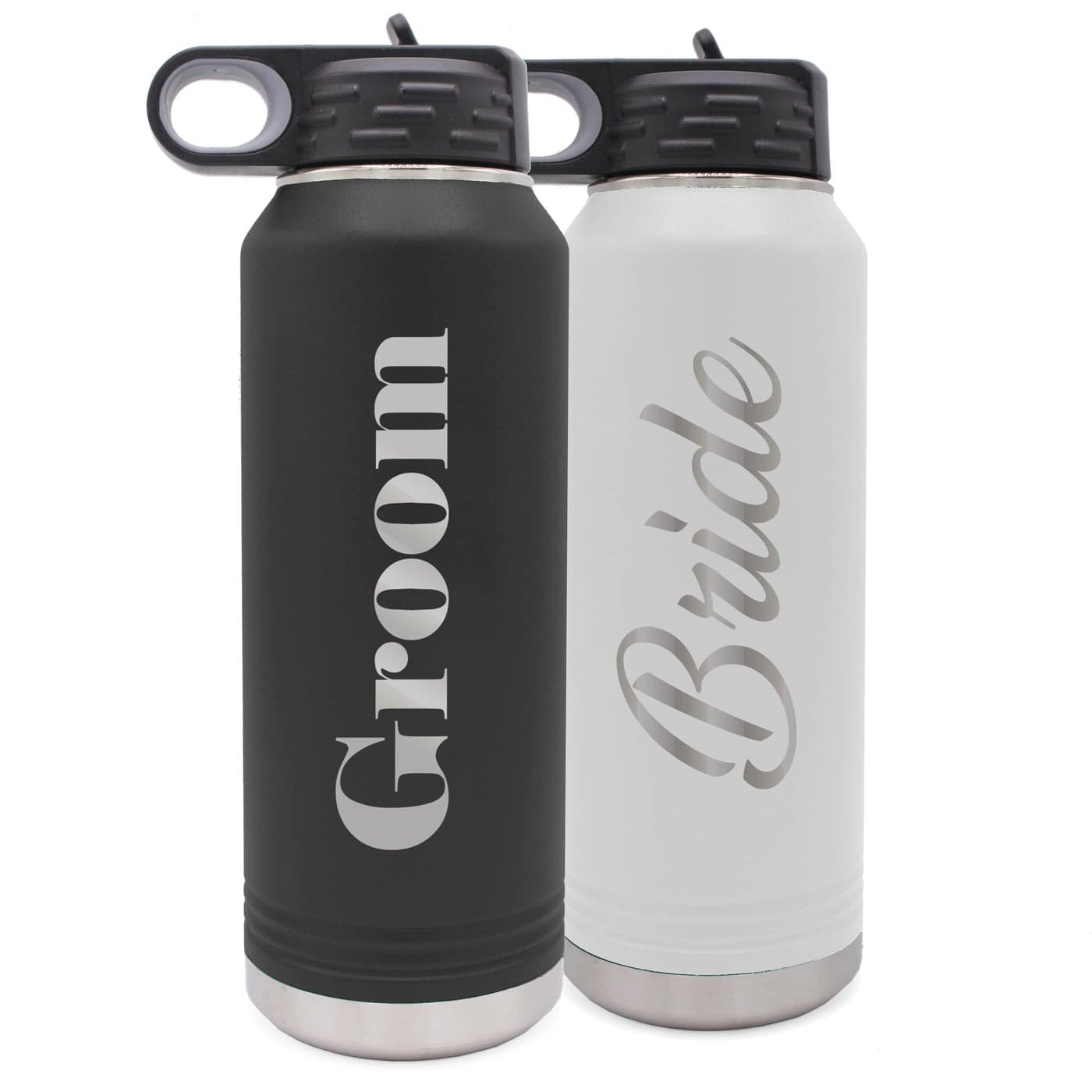 My Personal Memories Bride and Groom Insulated Travel Tumbler Set of 2 Engraved To Go Cup Gift for Wedding Rehearsal Dinner Party Honeymoon Reception 32 oz Water Bottle Tumbler Set