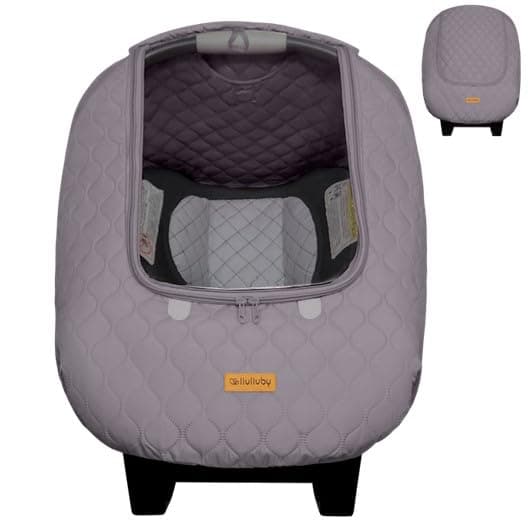 liuliuby Baby Car Seat Weather Shield Warm Quilted Winter Cover with Clear Window for Infant Carseat Keeps Babies Newborn Protected in Cold Car Seat Cover for Boys Girls Gray