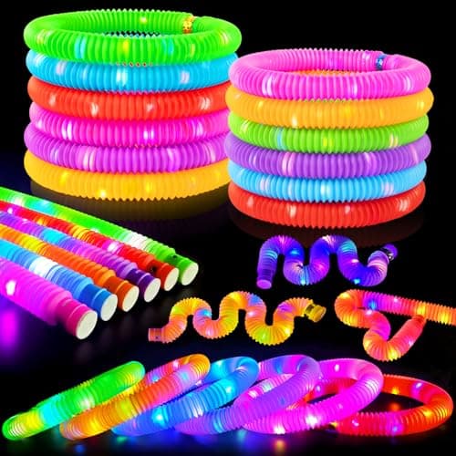 Glow Sticks Party Favors for Kids 12 PCSGlow in Dark Party Supplies for ToddlersLight Up Neon Necklace Bracelet Accessories Decorations for Boys GirlsFun for 4th of July Birthday Dance Camp Care