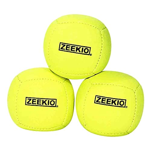 Zeekio Lunar Juggling Balls Set of 3 Professional UV Reactive 6Panel Balls Synthetic Leather Millet Filled 110g Each Solid Yellow