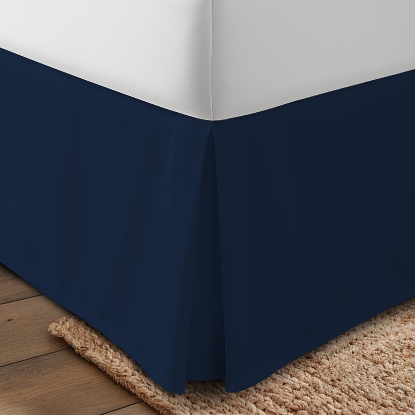 Utopia Bedding Full Bed Skirt Soft Quadruple Pleated Ruffle Easy Fit with 16 Inch Tailored Drop Hotel Quality Shrinkage and Fade Resistant Full Navy