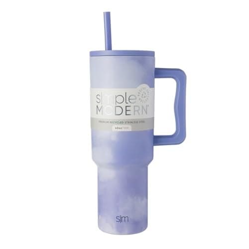 Simple Modern 40 oz Trek Tumbler with Handle and Straw Lid | Cup Holder Friendly Insulated Stainless Steel Travel Mug | Whimsical Tie Dye
