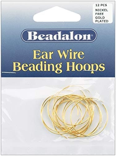 Beadalon 25mm Medium Ear Wire Beading Hoops - 12PK/Gold Plated