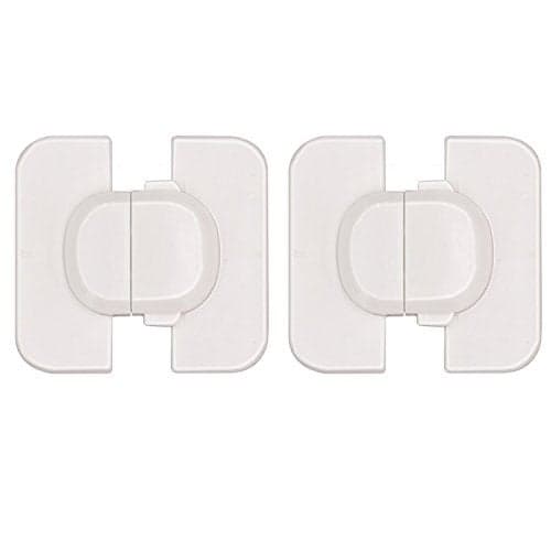 SYGA Child Safety Locks,White- Refrigerators Fridge,Freezer, Doors, Cabinet, Drawers, Baby Proof Locks Latches Catch Toddler Baby Safety -Set of 2