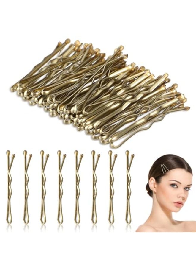 HJZHII Mini Bobby Pins 50pcs 137 Inch Small Wavy Hair Pins Metal Curved Hair Clip Invisible Wave Hairgrip for Women Gilrs Wedding Hairstyles Buns Long Straight Curly Hair All Hair TypesGold