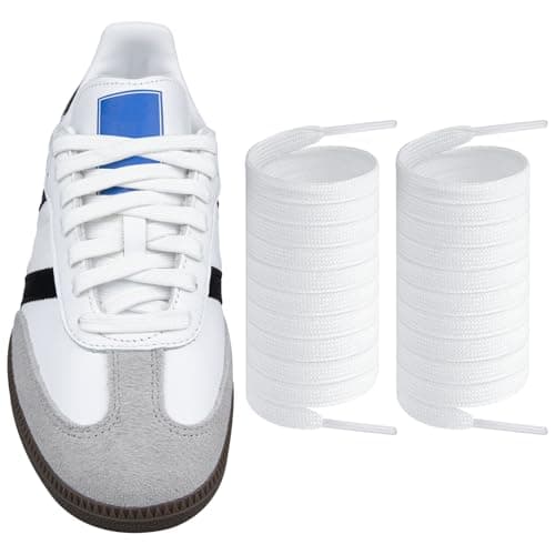 Endoto Shoelaces for Adidas Samba OGADVLT Flat Shoe Laces Replacement Laces for Sneaker ShoesColorWhiteSize55Inch