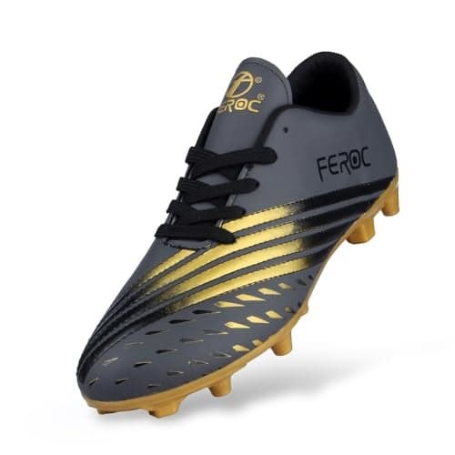 FEROC Mens Elite Football Shoes (Grey Golden, 7)