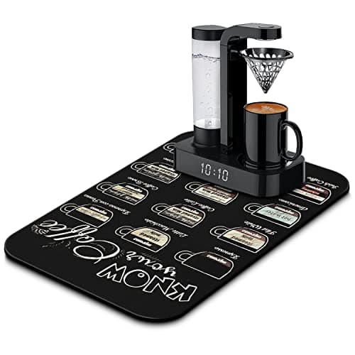 Fun Coffee Mat 19inx12in,Coffee Bar Mat for Countertops,Absorbent Hide Stain Anti-Slip Coffee Bar Accessories Fit Under Coffee Machine Mat,dish Drying Mats for Kitchen