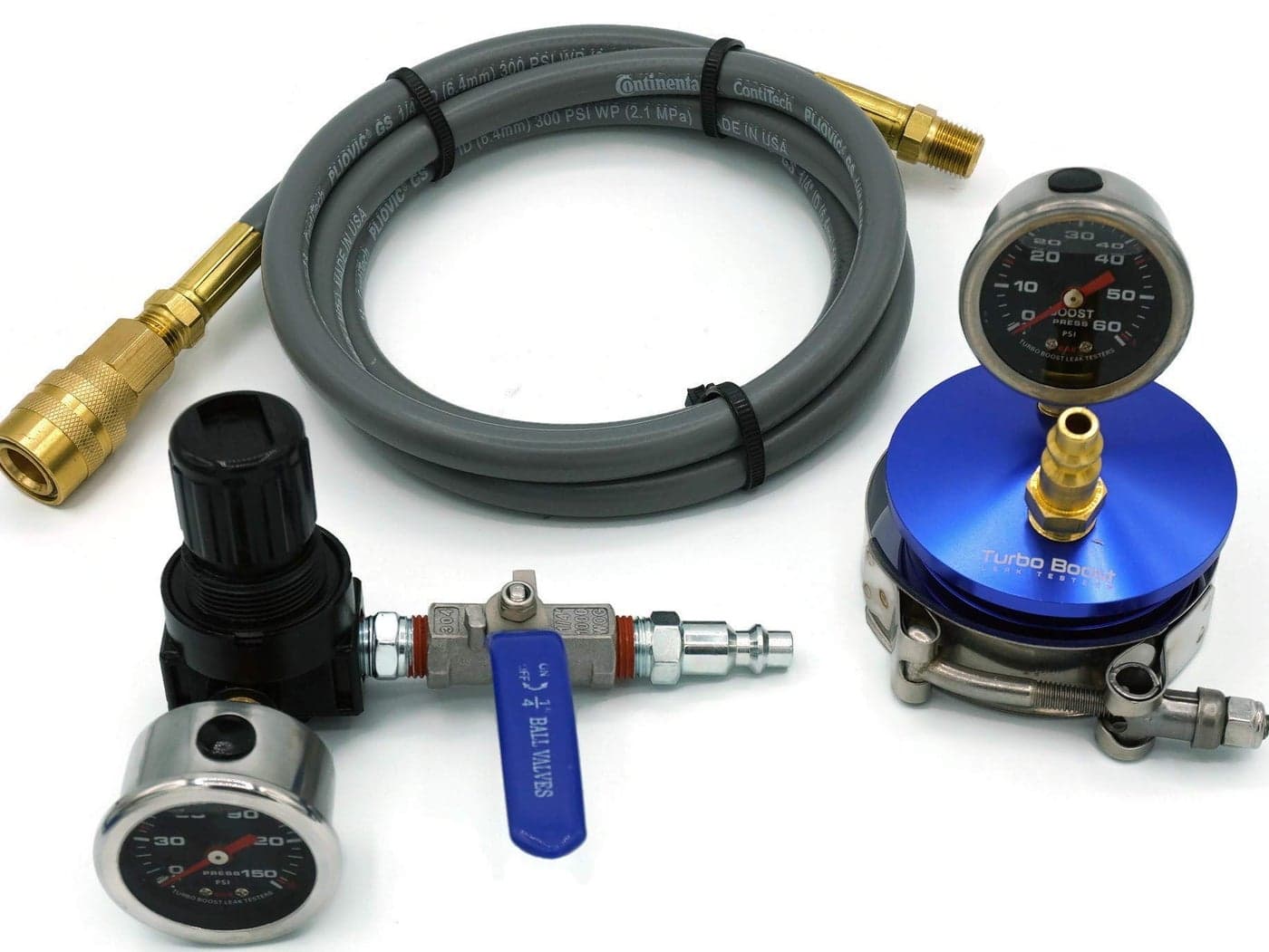 Duramax 66L Premium Turbo Boost Leak Tester Pressure Test to 60 PSI Billet End Cap w60 PSI Boost Gauge Fix P0299 Code Restore Torque with 150 PSI Regulator