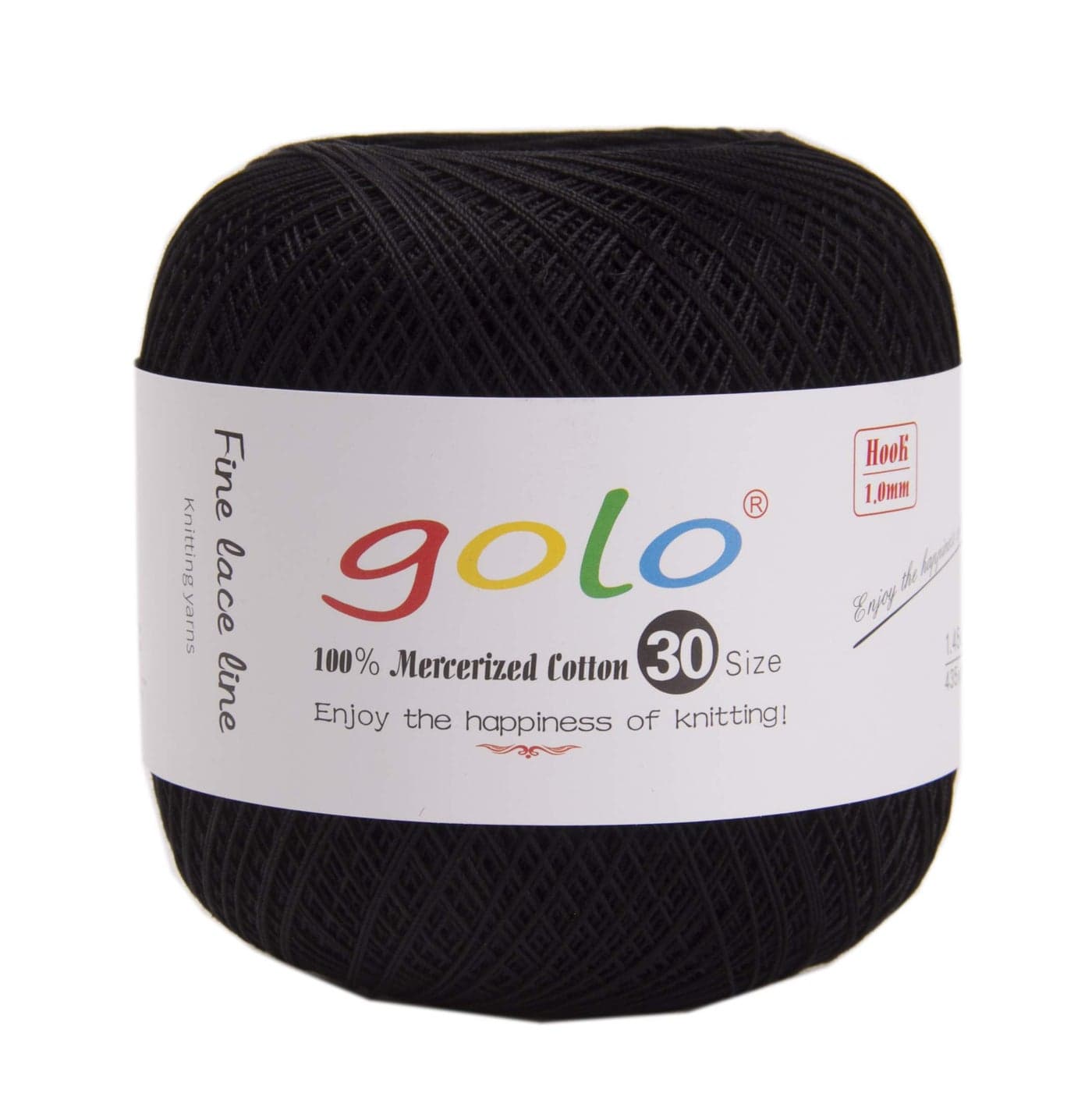 golo Crochet Thread Size 30 Colored Yarn for Tatting Black Yarn 310