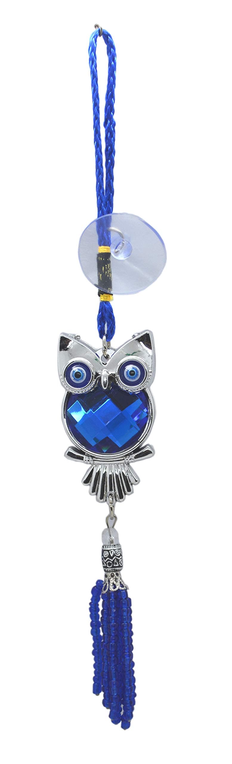 Saubhagya Global Fengshui Set of 1 Blue Owl Evil Eye Hanging for Car & Door/Office, Small Size, Height-20cm