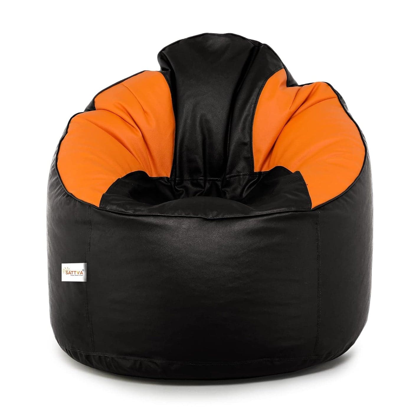 SATTVA ClassyElegantStylish Muddha Sofa Bean Bag Cover Without Beans Black and Orange