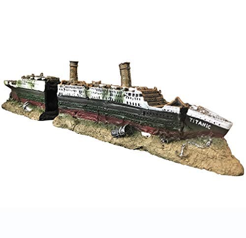 SLOCME Aquarium Titanic Shipwreck Decorations - Resin Material Ship Decorations,Fish Tank Sunken Ship Ornament Aquarium Environment Friendly Decorations
