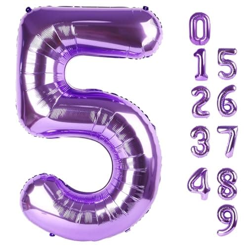 Balloon Numbers 40 Inch 5 Ballon for 5th Birthday Decorations 15 25 35 50 Big Purple Number Balloons for Wedding Photo Shoot Party Decor