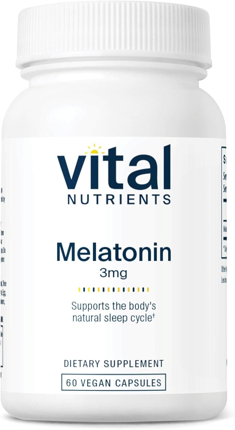Vital Nutrients Melatonin 3mg Vegan LowDose Melatonin Sleep Supplement to Support The Bodys Natural Sleep Cycle Gluten Dairy Soy Free 60 Capsules