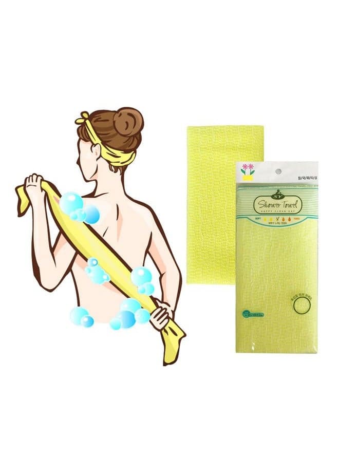 Premium Exfoliating Washcloth Towel(Yellow) Korean Loofah Bath Sponge Long Back Scrubber African Bath Sponge African Long Net for Shower/It Becomes Softer as You use.by NOPIGO