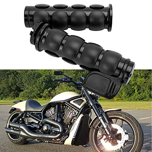Pair of 1 Dual Black Motorcycle Bar End Hand Grips Handlebar Compatible with Cruisers Harley Yamaha Suzuki